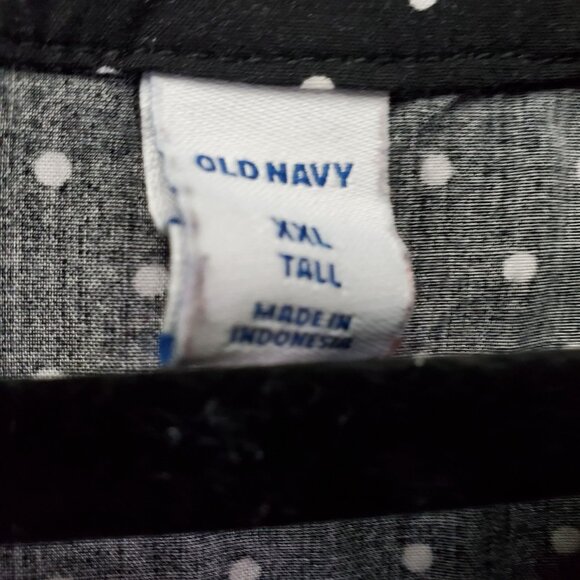 Old Navy Top Womens XXL Tall Black Polka Dot Lightweight Long Sleeve Blouse - Picture 2 of 9